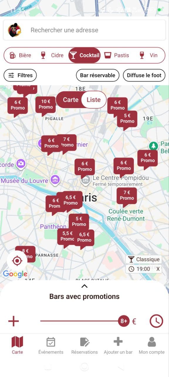 Find cheapest cocktails in the bar with MisterGoodBeer